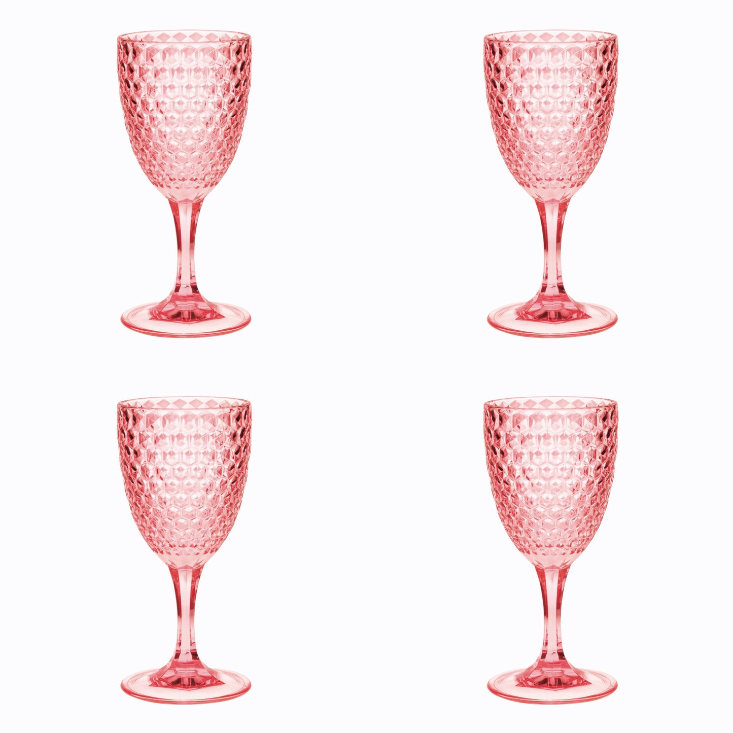 Set of Four Pink Diamond Acrylic Stemmed All Purpose Wine Glass