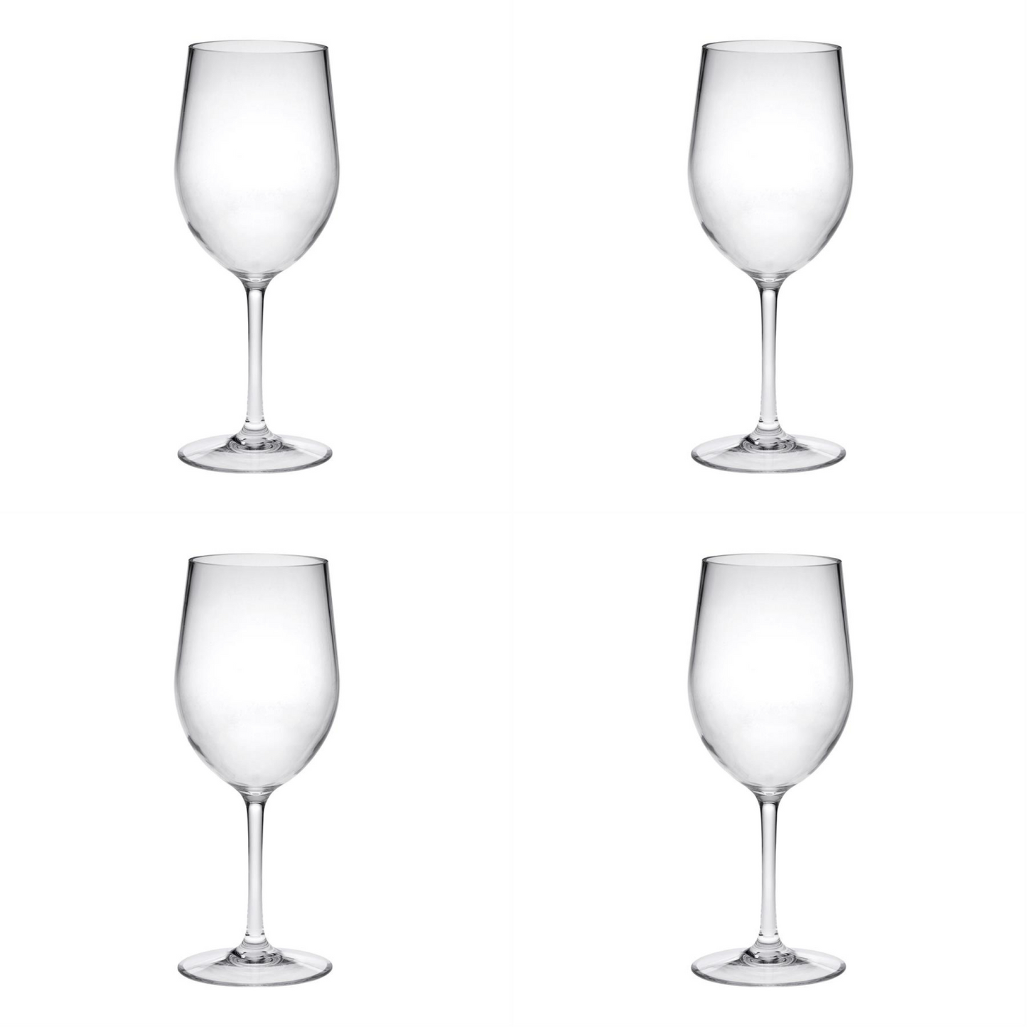 Set of Four Clear Tritan Plastic Stemmed All Purpose Wine Glass