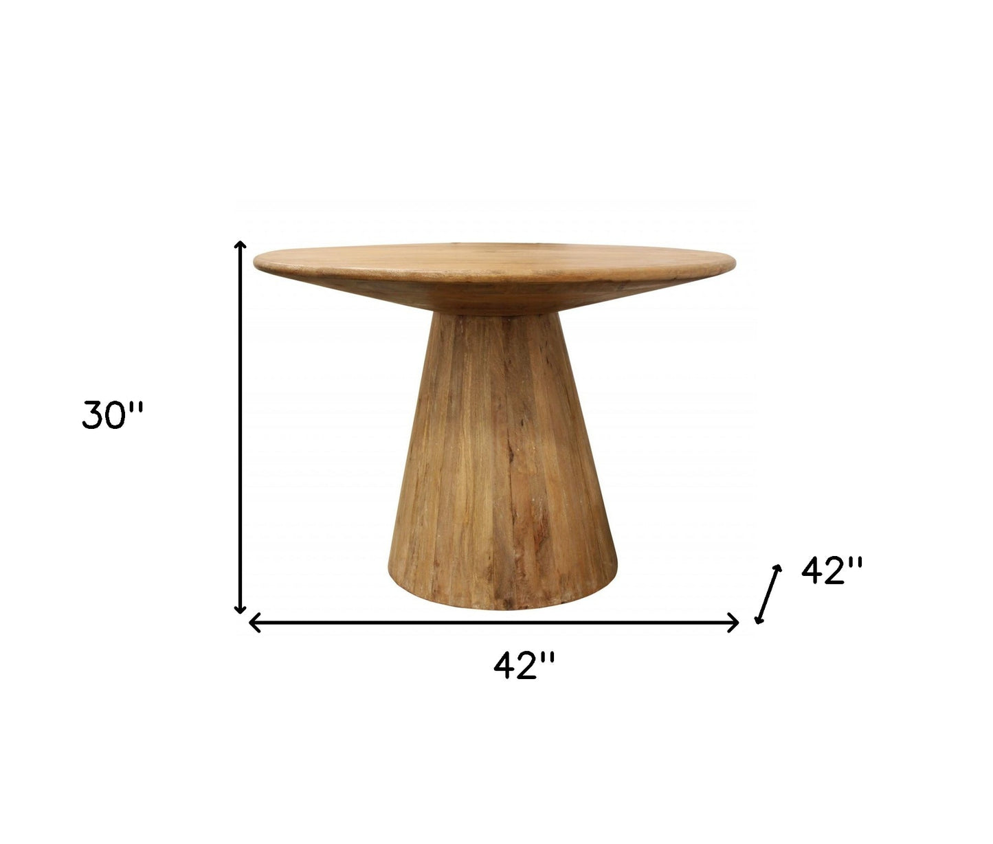 42" Natural Rounded Solid Wood Pedestal Dining Table