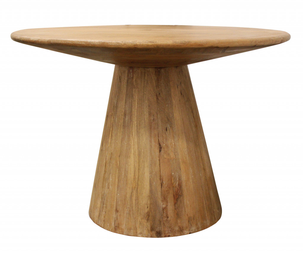 42" Natural Rounded Solid Wood Pedestal Dining Table