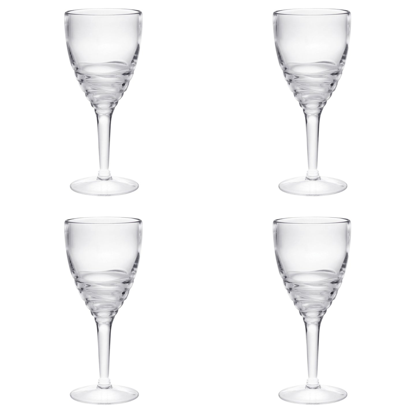 Set of Four Clear Swirl Acrylic Stemmed All Purpose Wine Glass