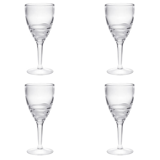 Set of Four Clear Swirl Acrylic Stemmed All Purpose Wine Glass