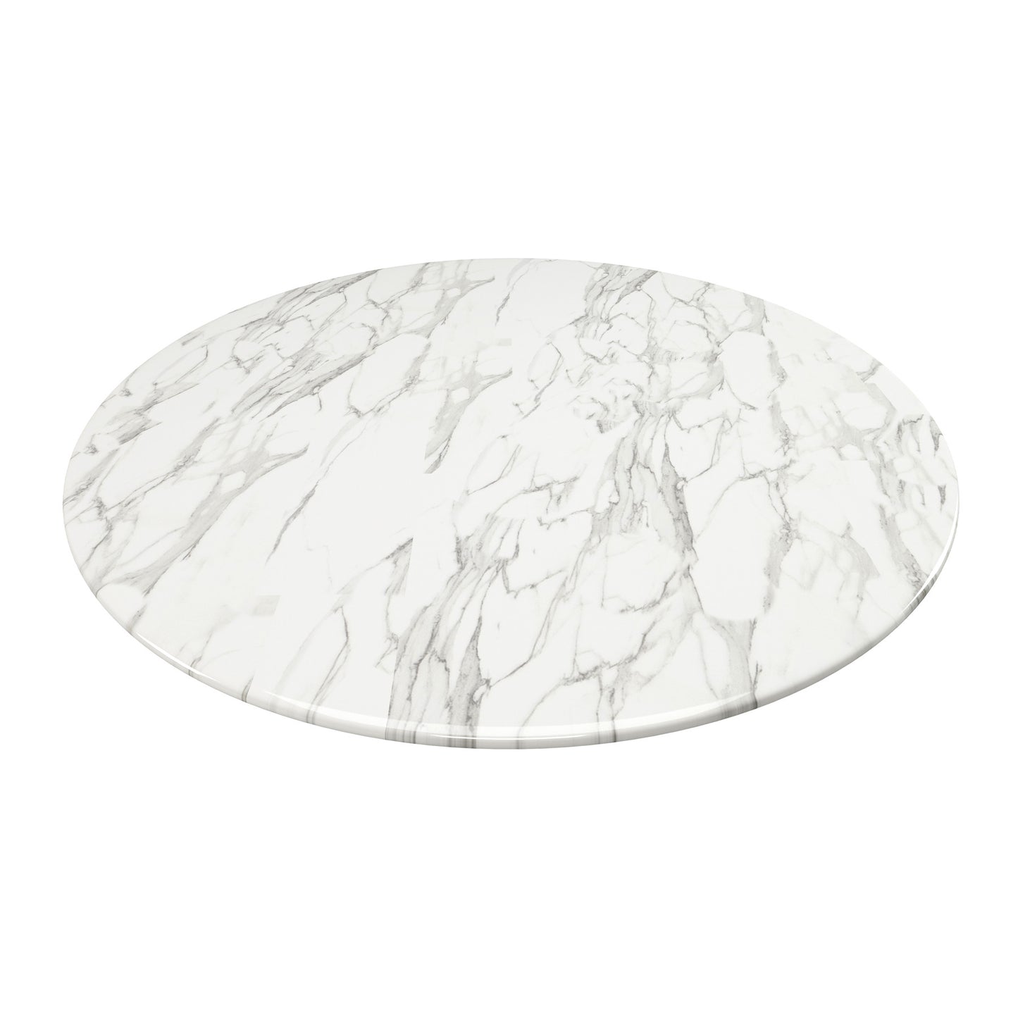 32" White Marble And Metal Dining Table