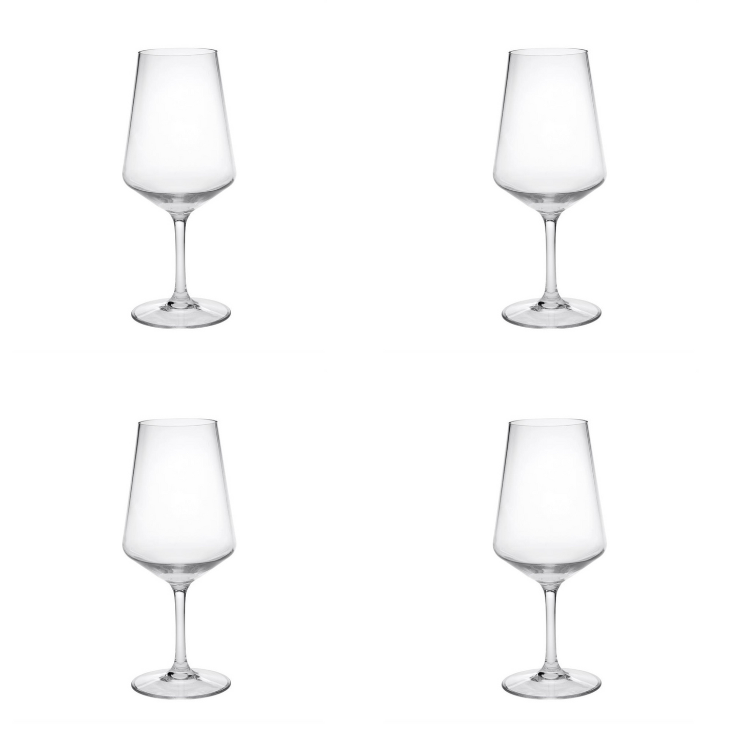 Set of Four Clear Tritan Plastic Stemmed All Purpose Wine Glass