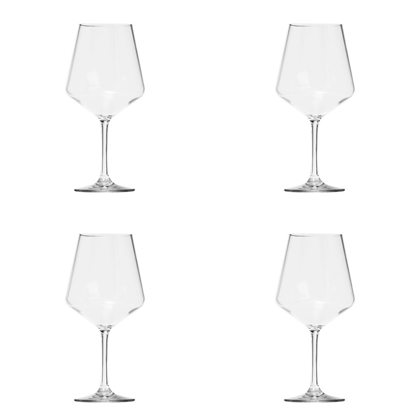 Set of Four Clear Tritan Plastic Stemmed All Purpose Wine Glasses