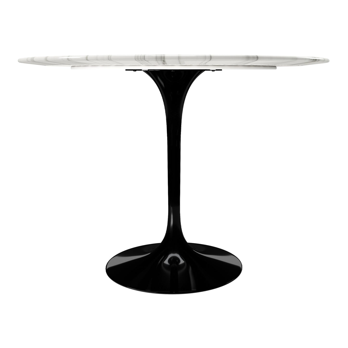 40" White And Black Marble And Metal Dining Table