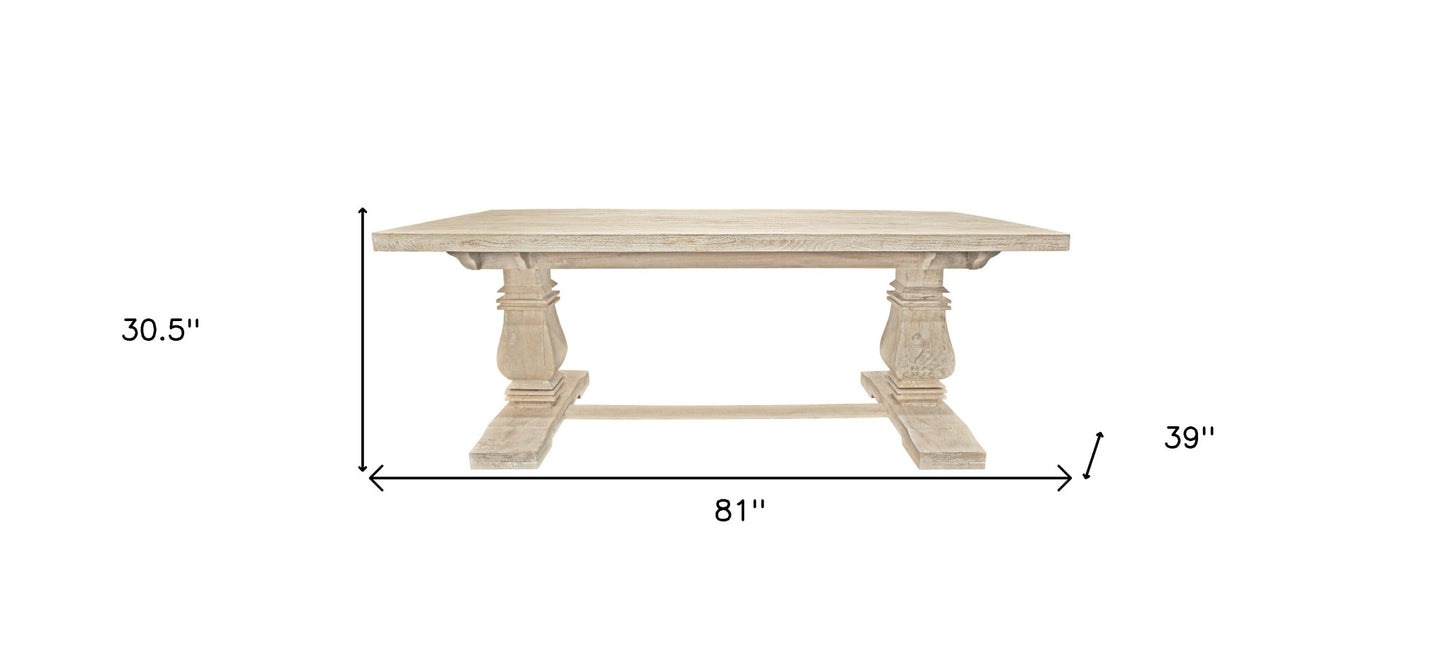 81" Light Brown Rectangular Solid Wood Dining Table