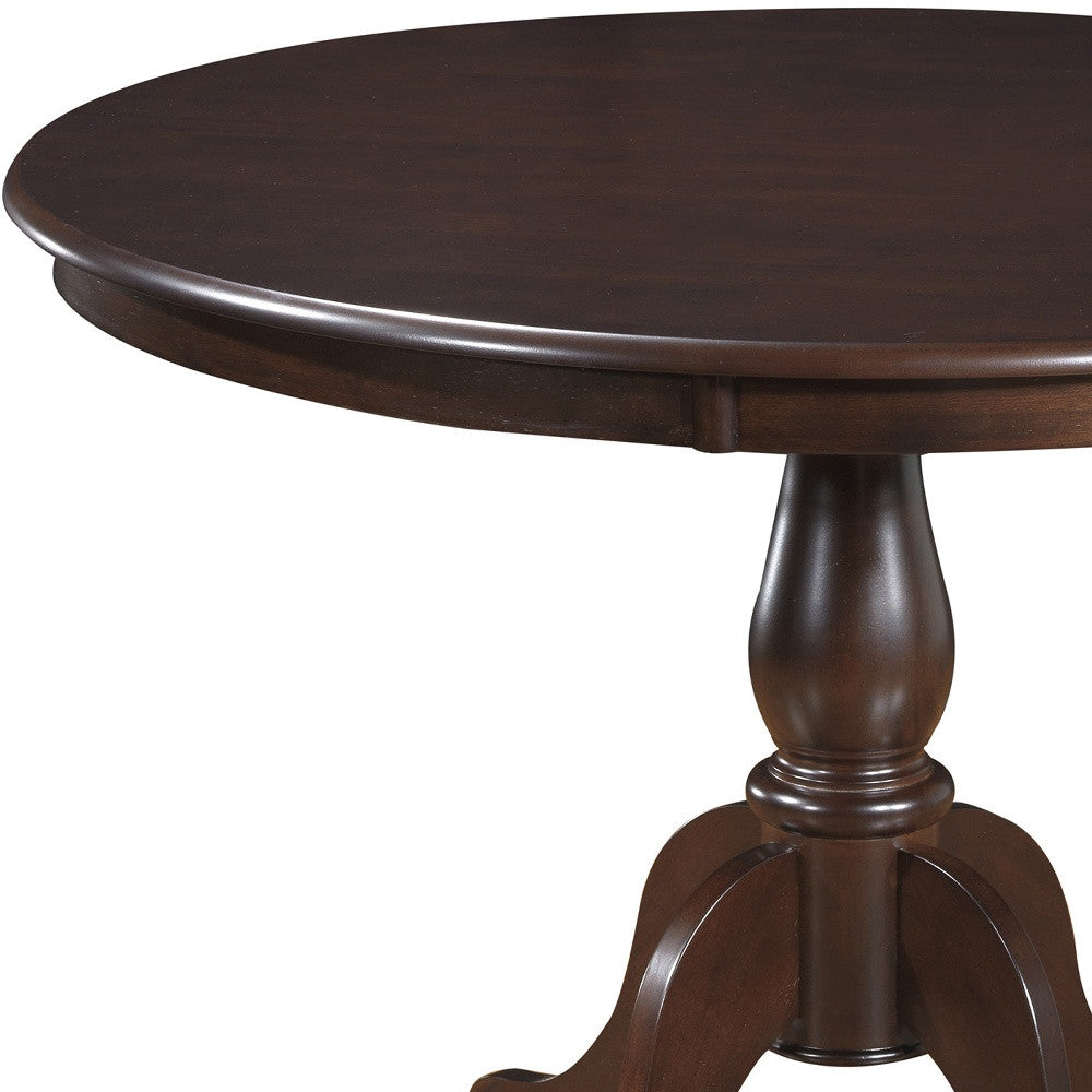 42" Espresso Brown Round Turned Pedestal Base Wood Dining Table