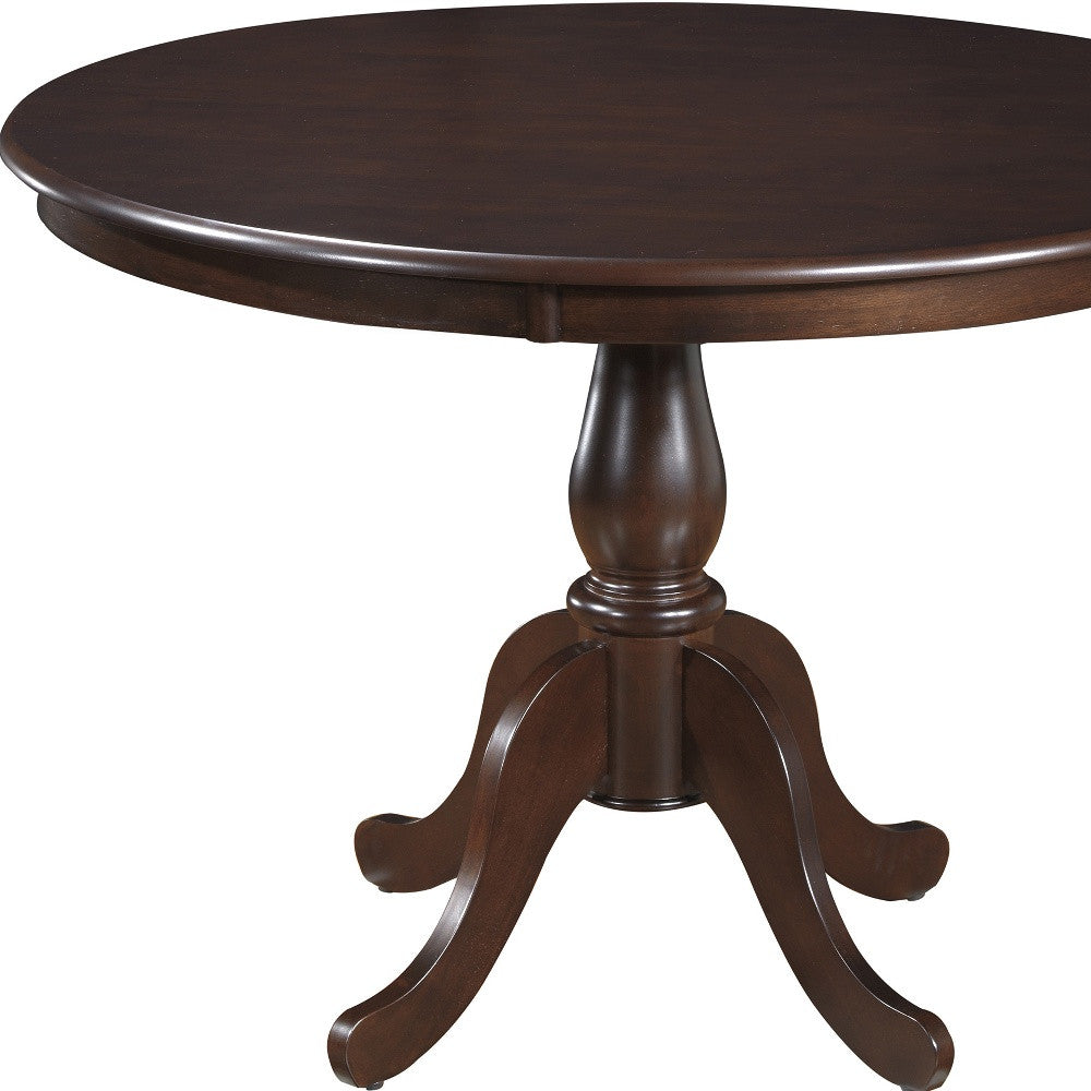 42" Espresso Brown Round Turned Pedestal Base Wood Dining Table