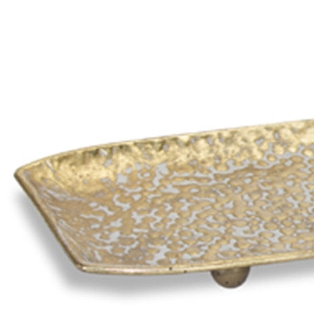 Set Of Three Gold Rectangular Metal Serving Trays