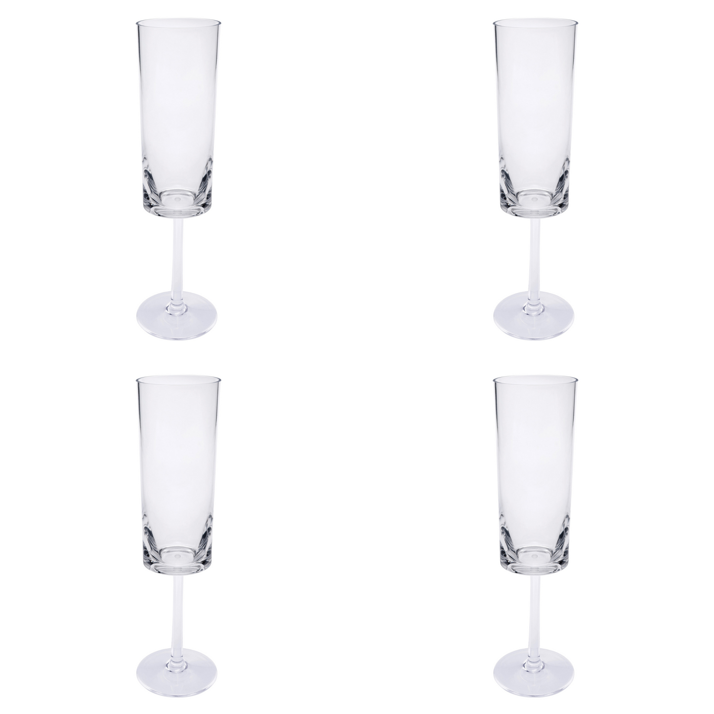 Set of Four Clear Acrylic Stemmed Flutes