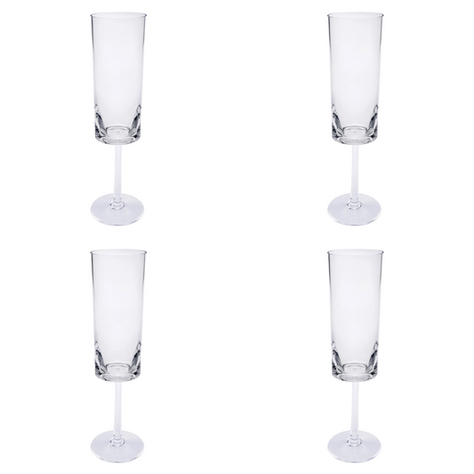 Set of Four Clear Acrylic Stemmed Flutes