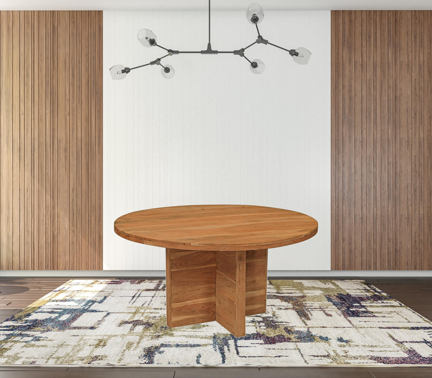 60" Natural Rounded Solid Wood Dining Table