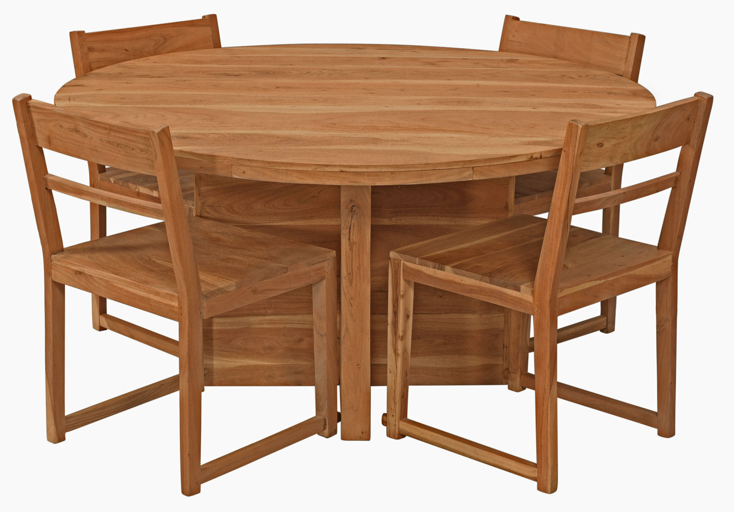 60" Natural Rounded Solid Wood Dining Table