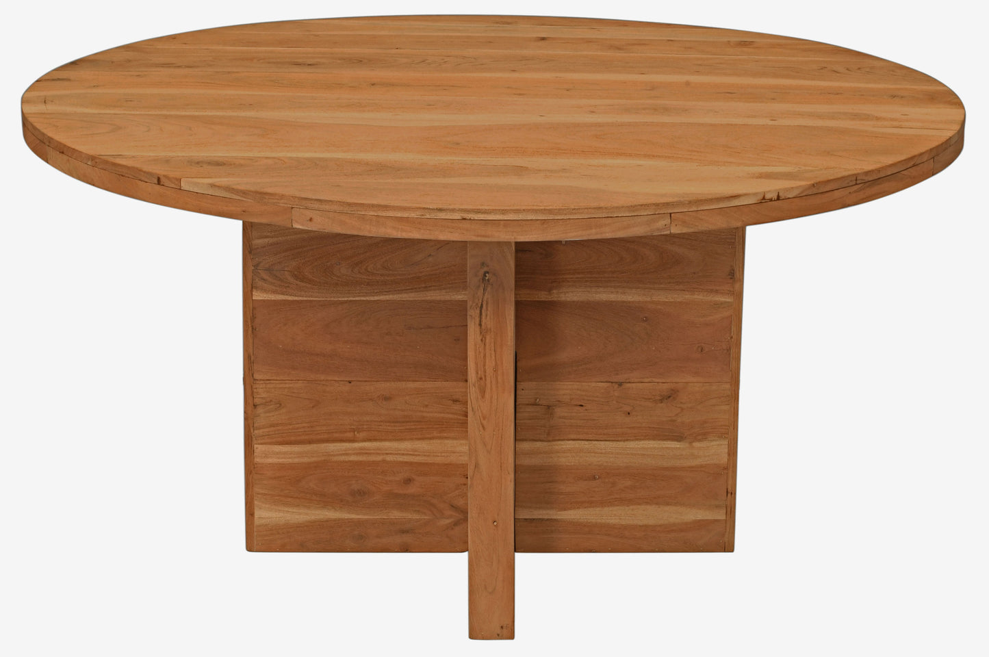 60" Natural Rounded Solid Wood Dining Table