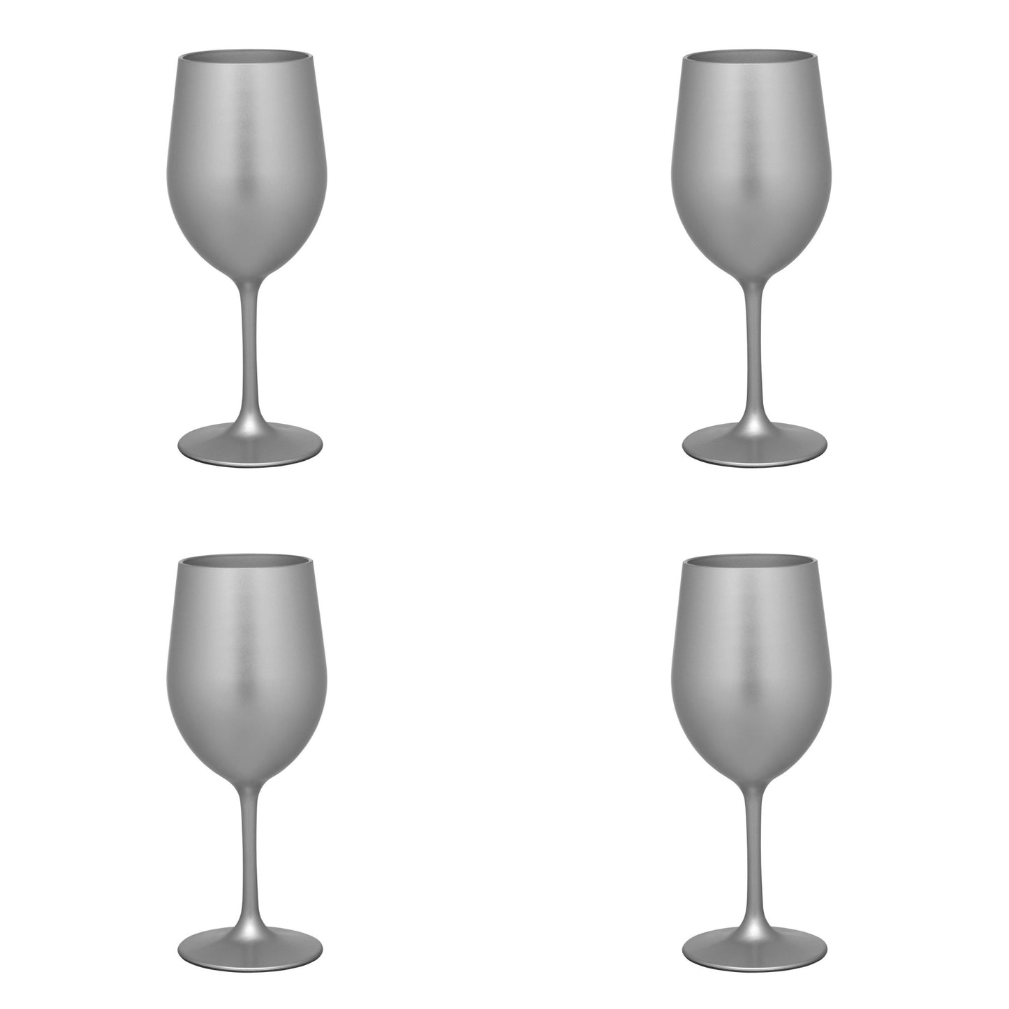 Set of Four Silver Acrylic Stemmed All Purpose Wine Glass