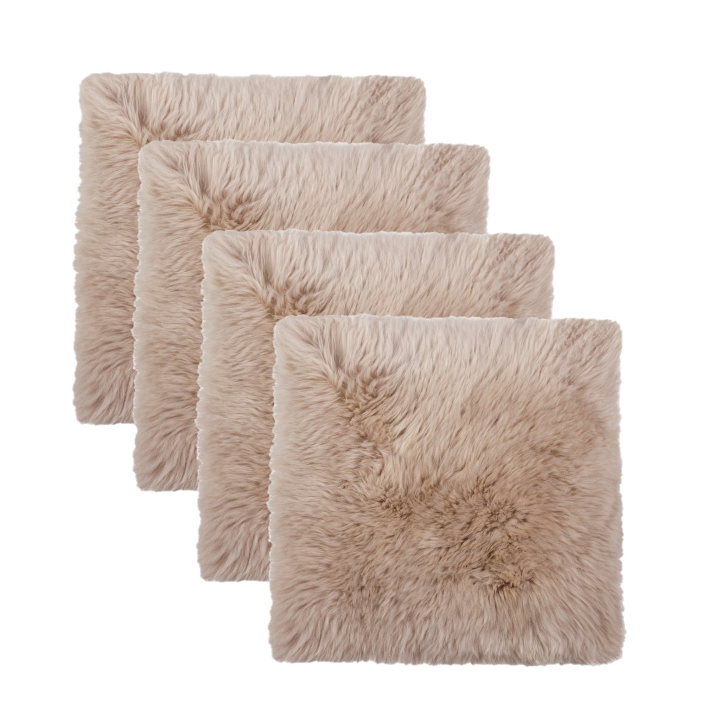 Set Of Four 17" X 17" Taupe Wool Chair Pads