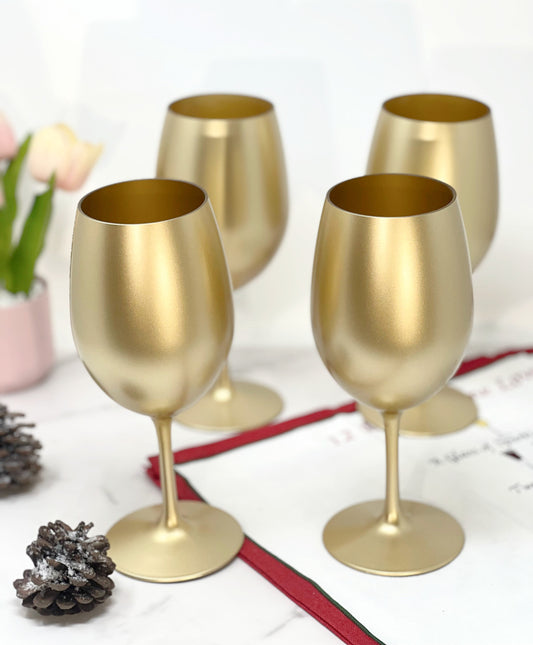 Set of Four Gold Acrylic Stemmed All Purpose Wine Glass