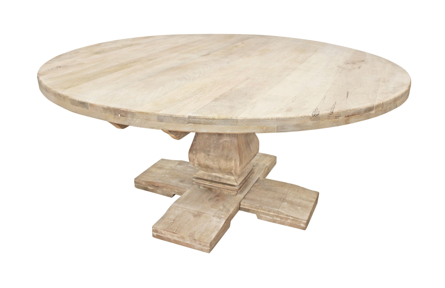 70" Light Brown Rounded Solid Wood Dining Table