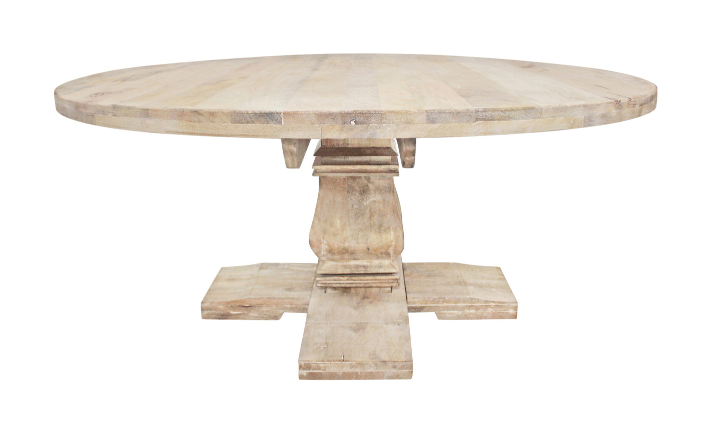 70" Light Brown Rounded Solid Wood Dining Table