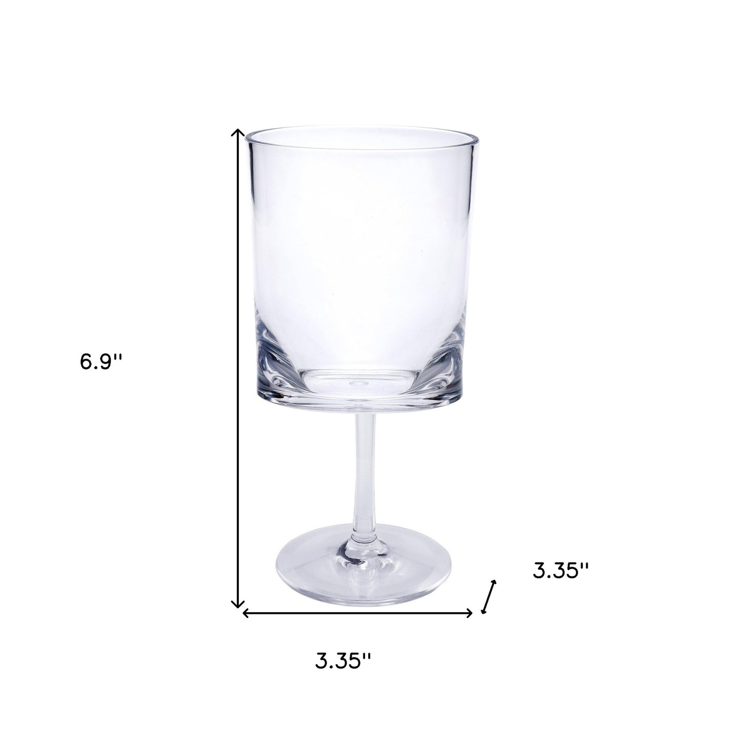 Set of Four Clear Acrylic Stemmed All Purpose Wine Glass