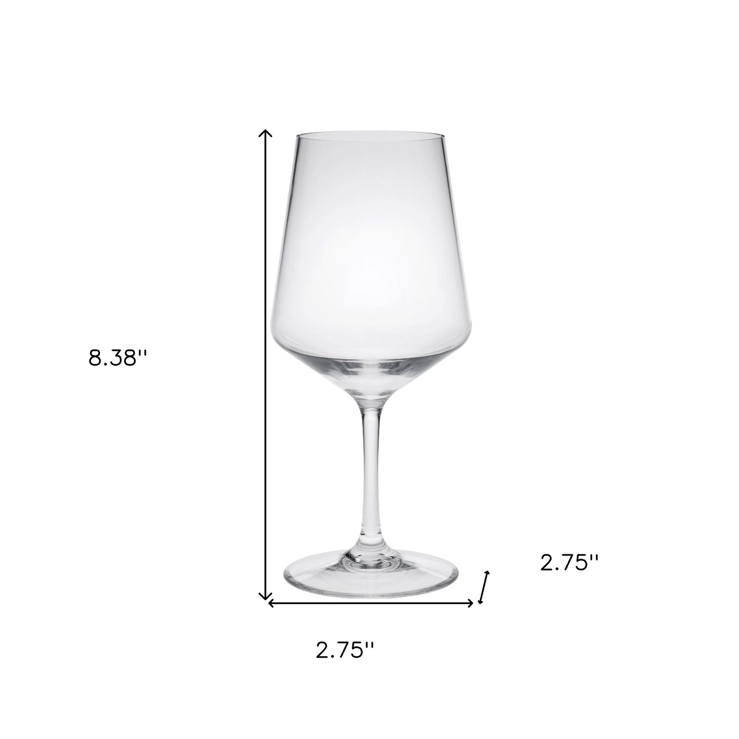 Set of Four Clear Tritan Plastic Stemmed All Purpose Wine Glasses