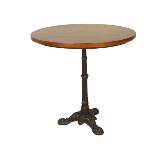 30" Chestnut and Black Rounded Solid Wood and Iron Dining Table