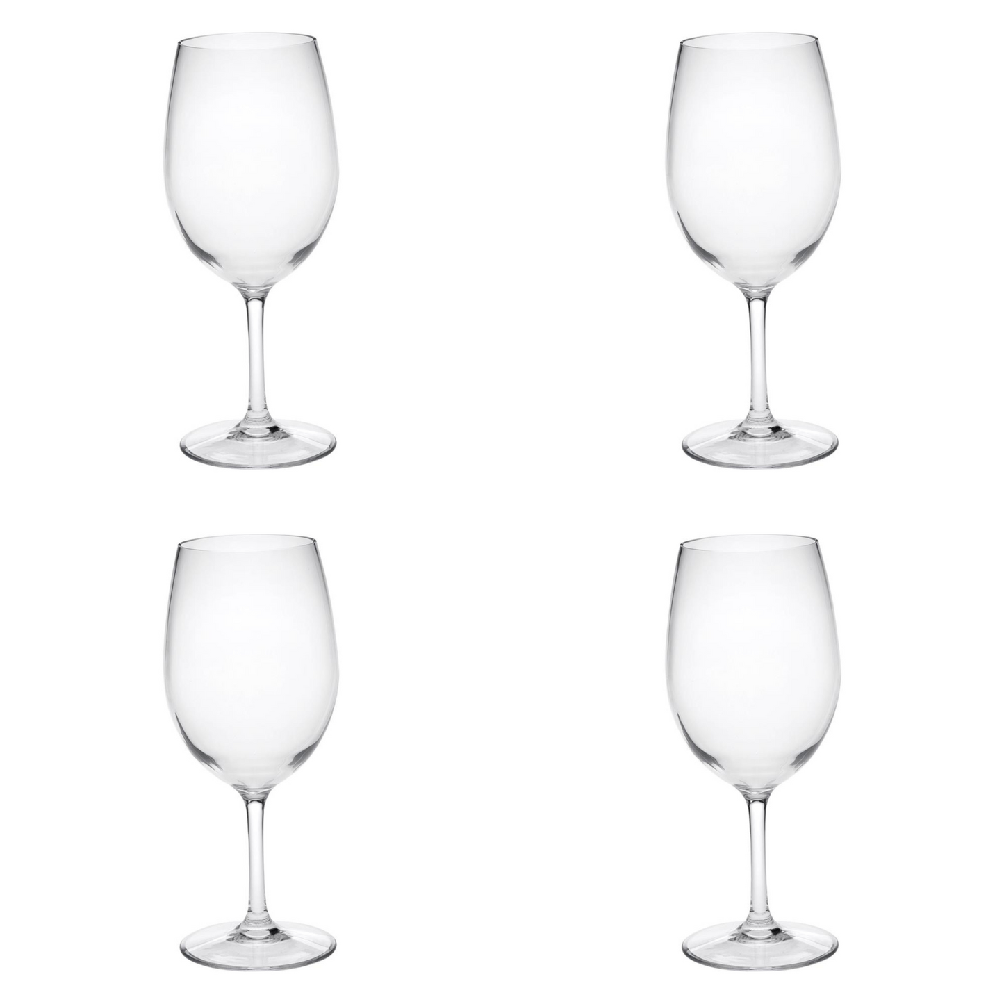 Set of Four Clear Tritan Plastic Stemmed All Purpose Wine Glass