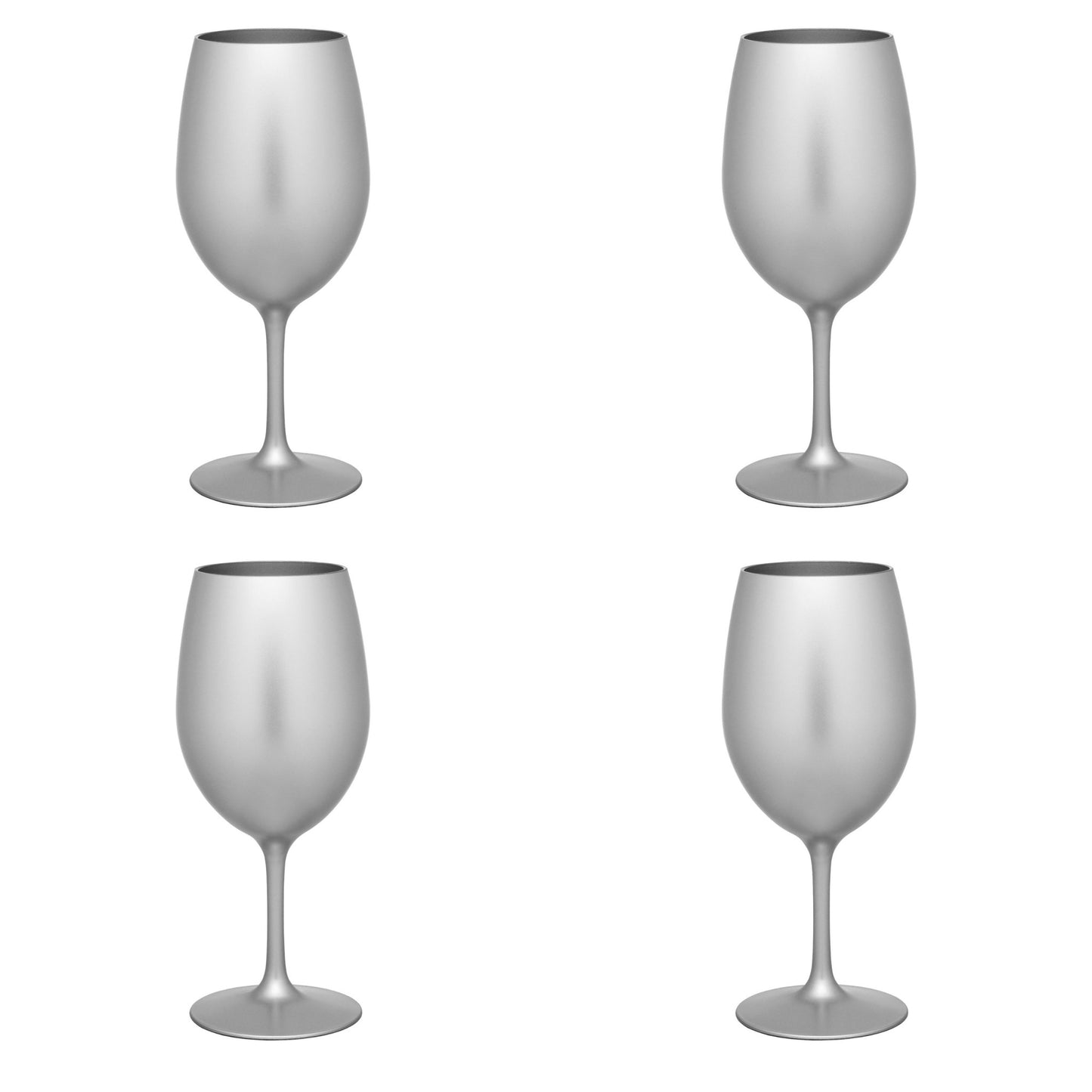 Set of Four Silver Acrylic Stemmed All Purpose Wine Glass