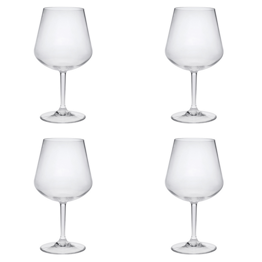 Set of Four Clear Tritan Plastic Stemmed All Purpose Wine Glasses