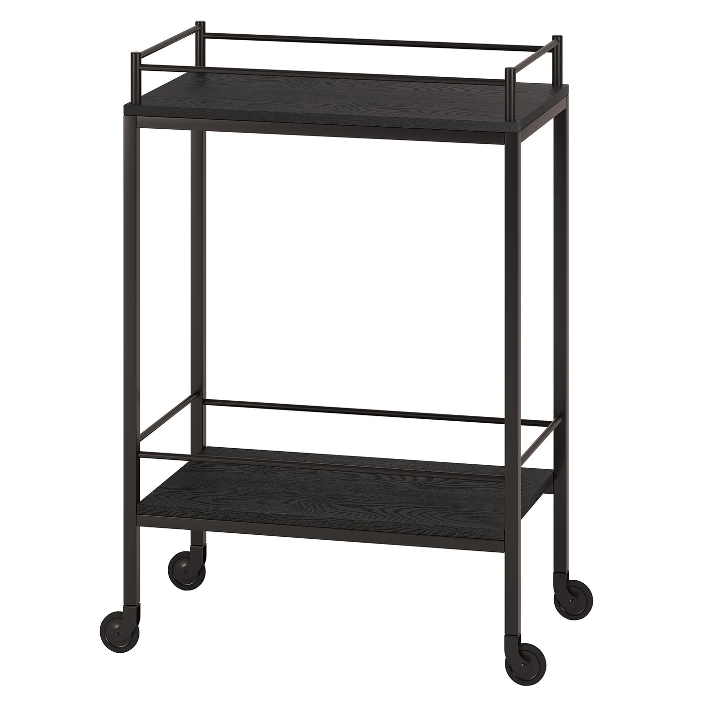 Black Steel Rolling Bar Cart