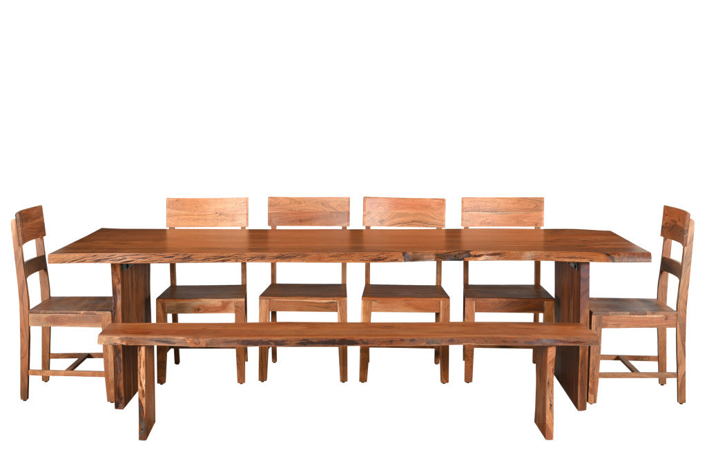 96" Brown Solid Wood Dining Table