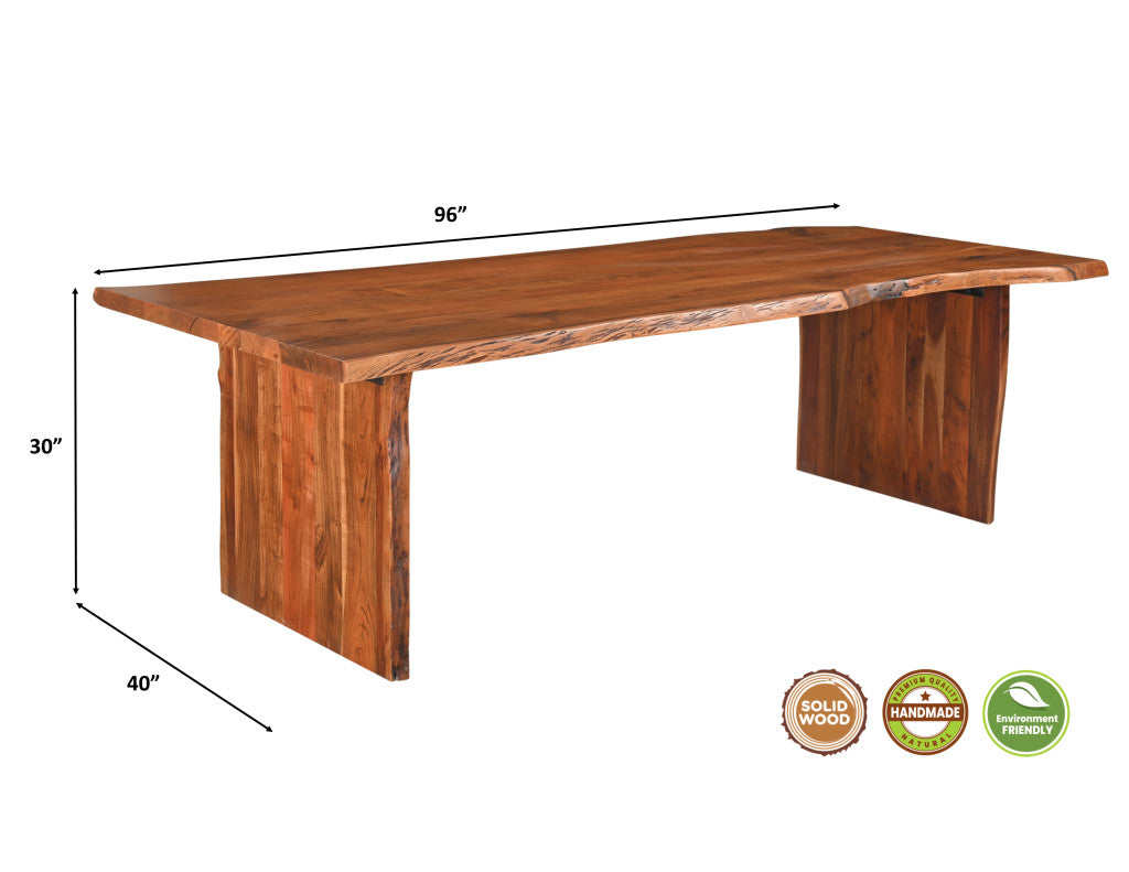 96" Brown Solid Wood Dining Table