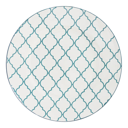 Turquoise Sixteen Piece Round Trellis Ceramic Service For Four Dinnerware Set