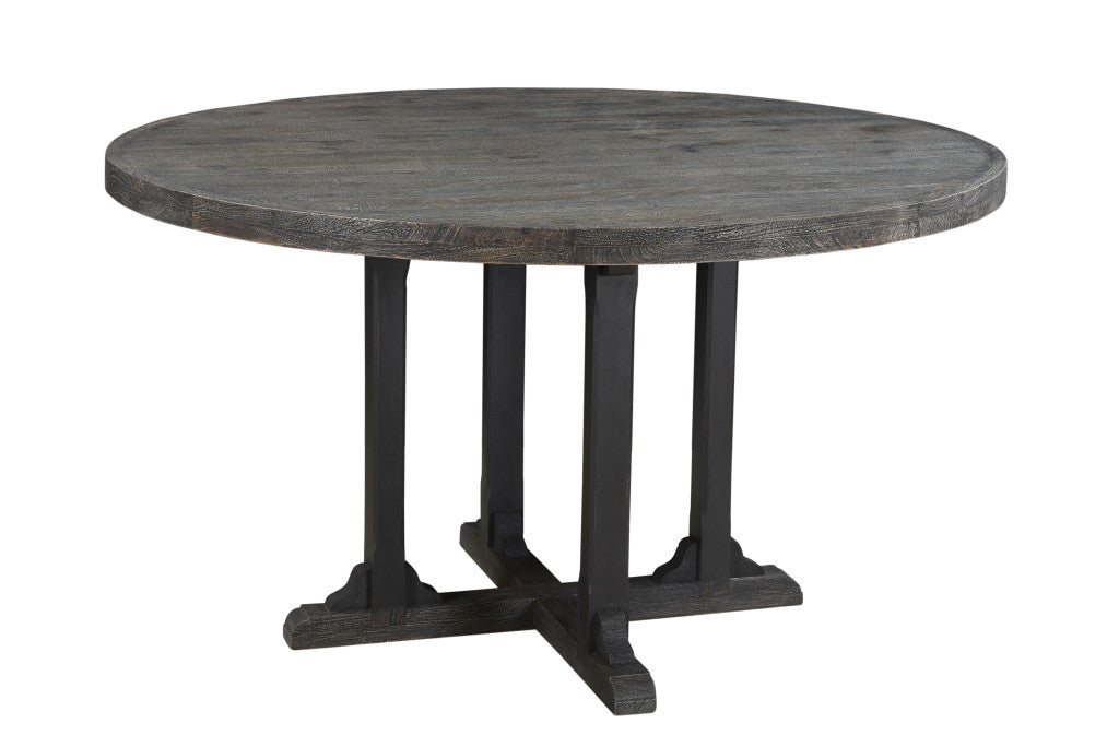 54" Black Solid Wood Dining Table