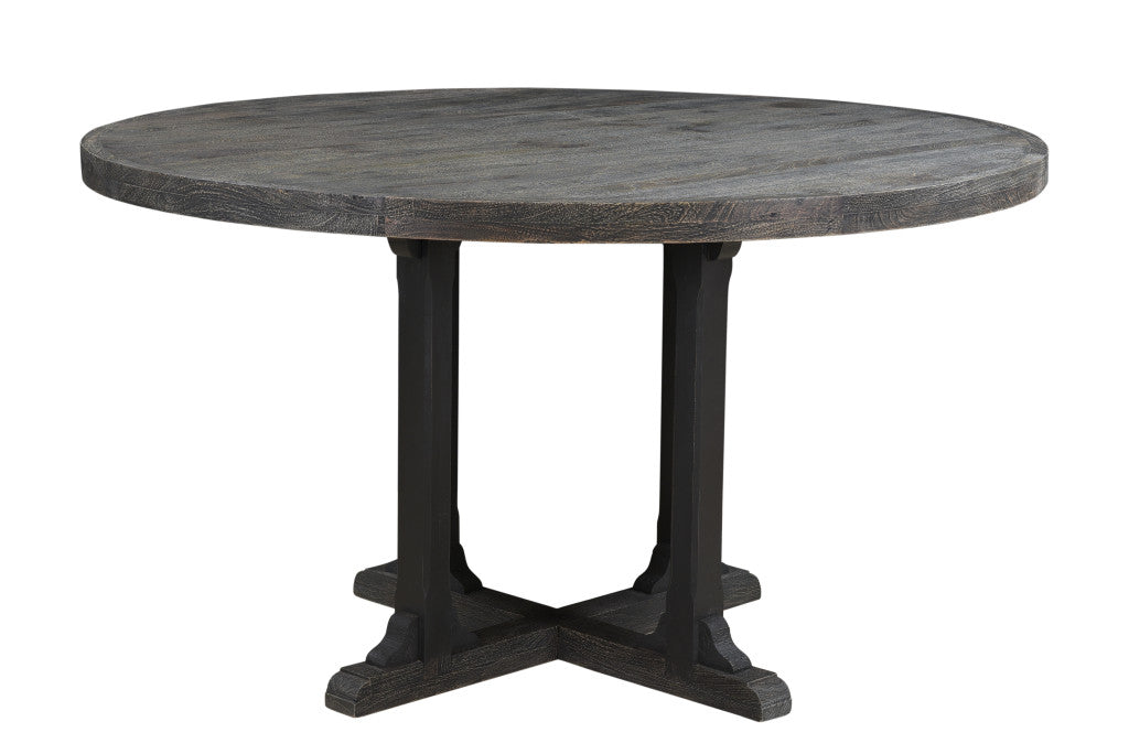 54" Black Solid Wood Dining Table