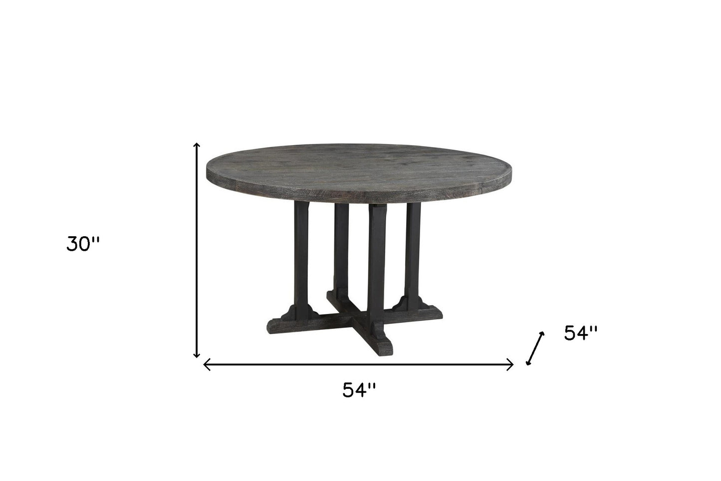 54" Black Solid Wood Dining Table