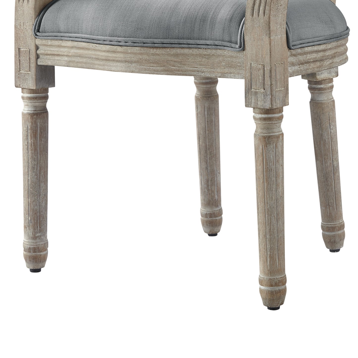 Tufted Gray and Brown Upholstered Linen Dining Arm Chair