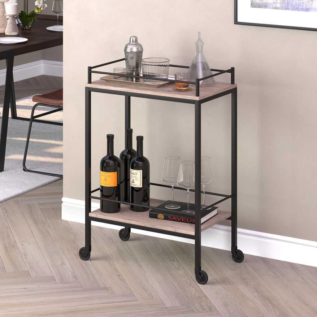 Gray Steel Rolling Bar Cart