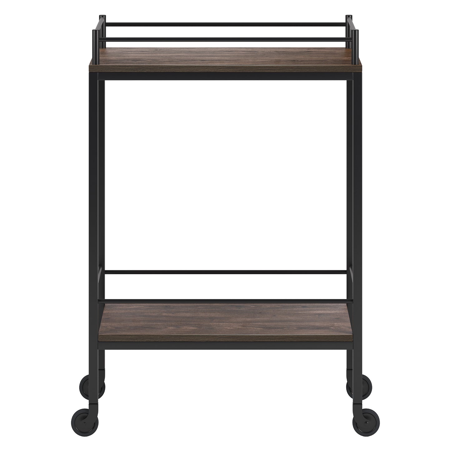 Brown Steel Rolling Bar Cart