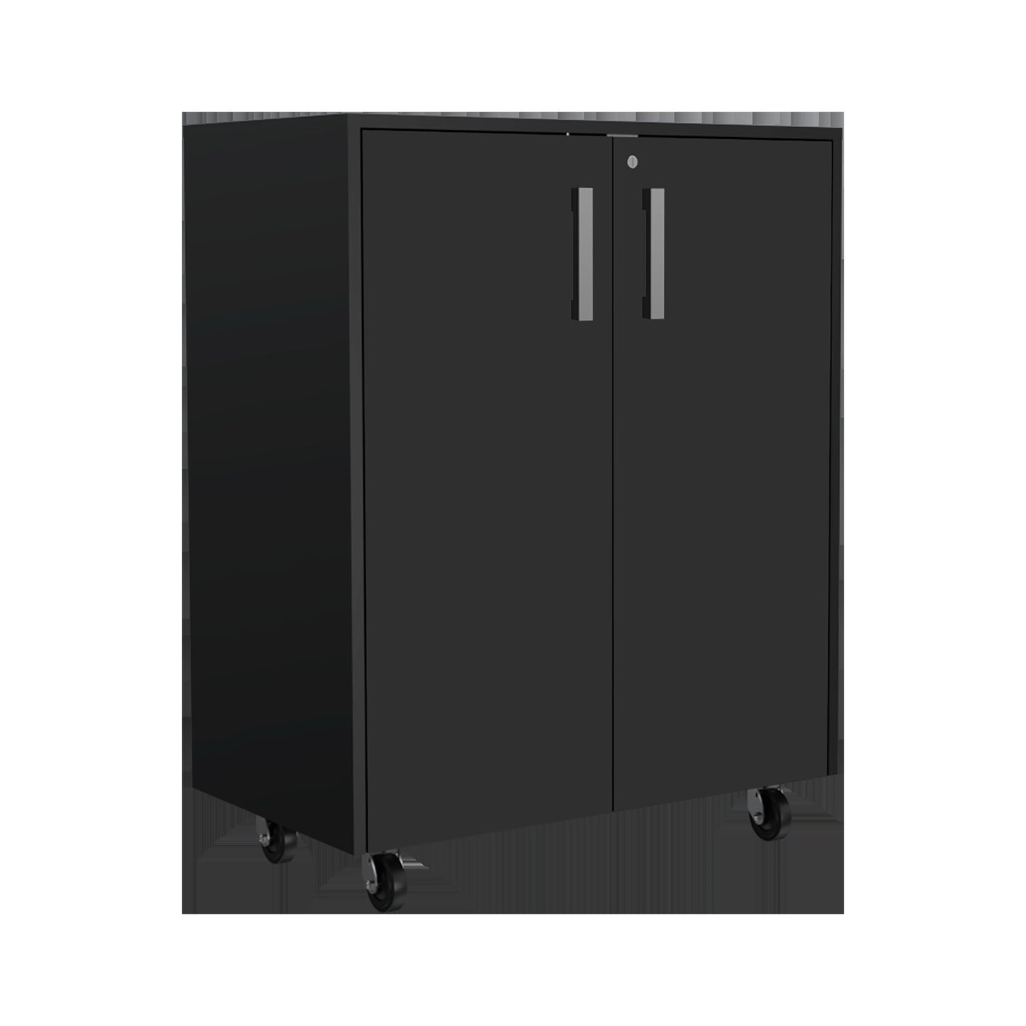 28" Black Wall mounted Accent Cabinet With Twelve Shelves And Six Drawers