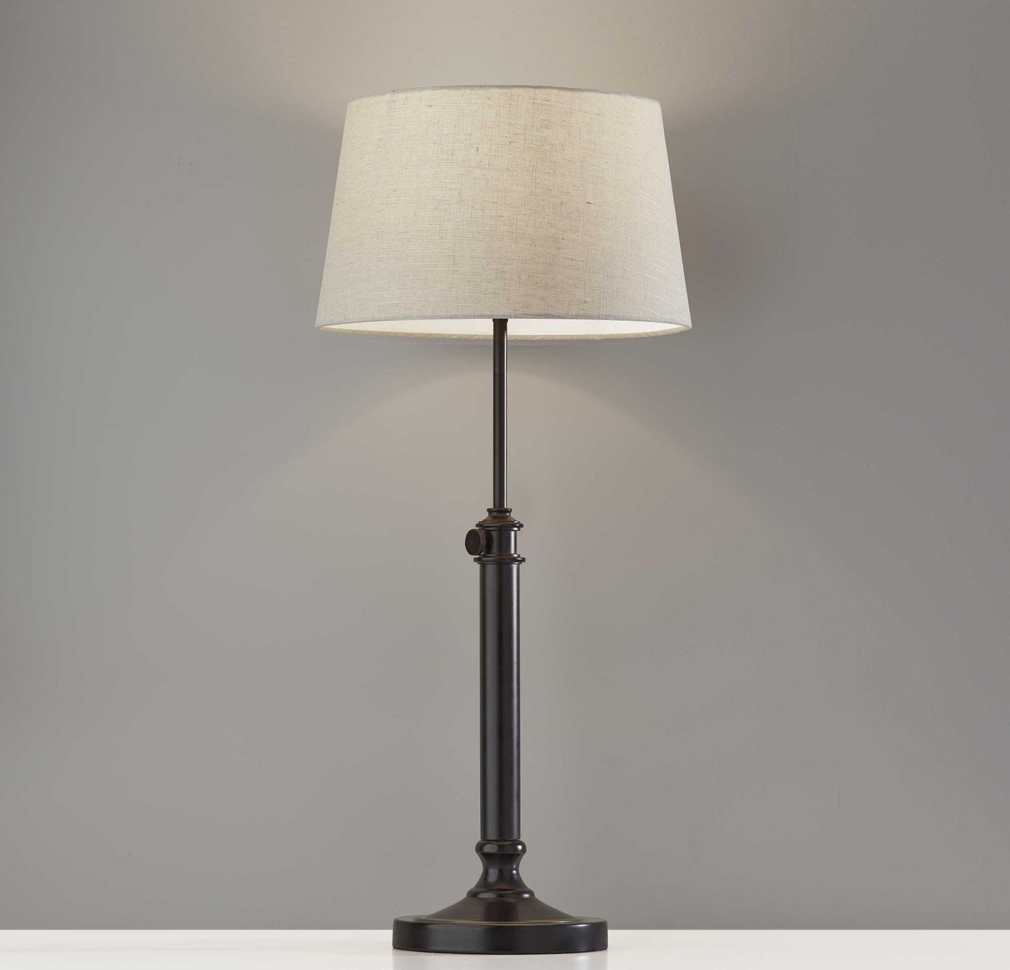 Set Of 2 Black Metal Adjustable Height Table Lamp