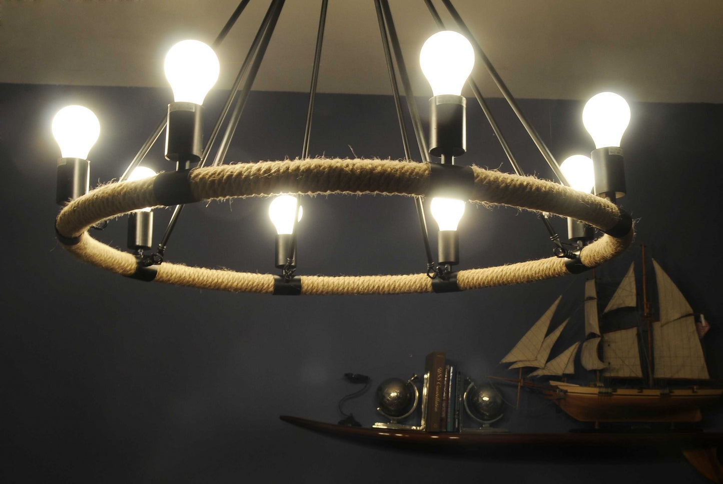 32" X 37" X 32" 8 Bulbs Rope  Pendant Lamp