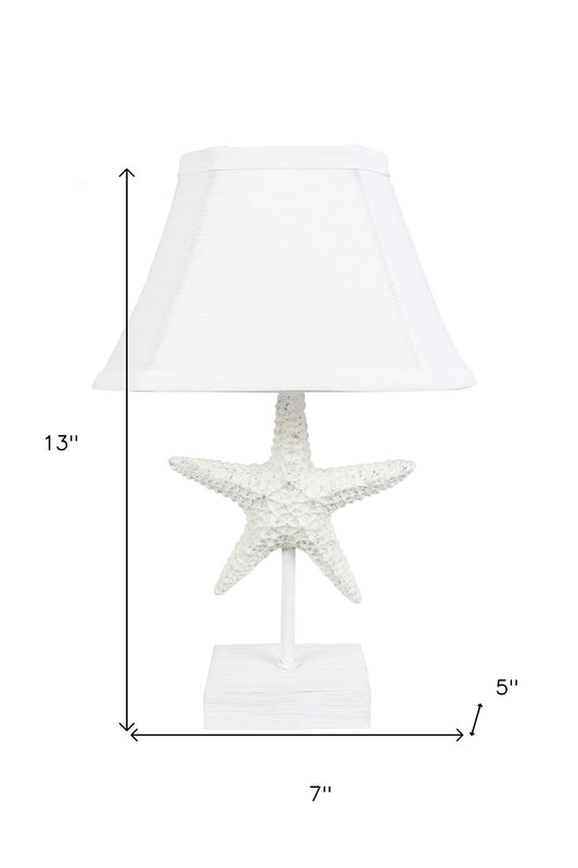 13" White Table Lamp With White Bell Shade