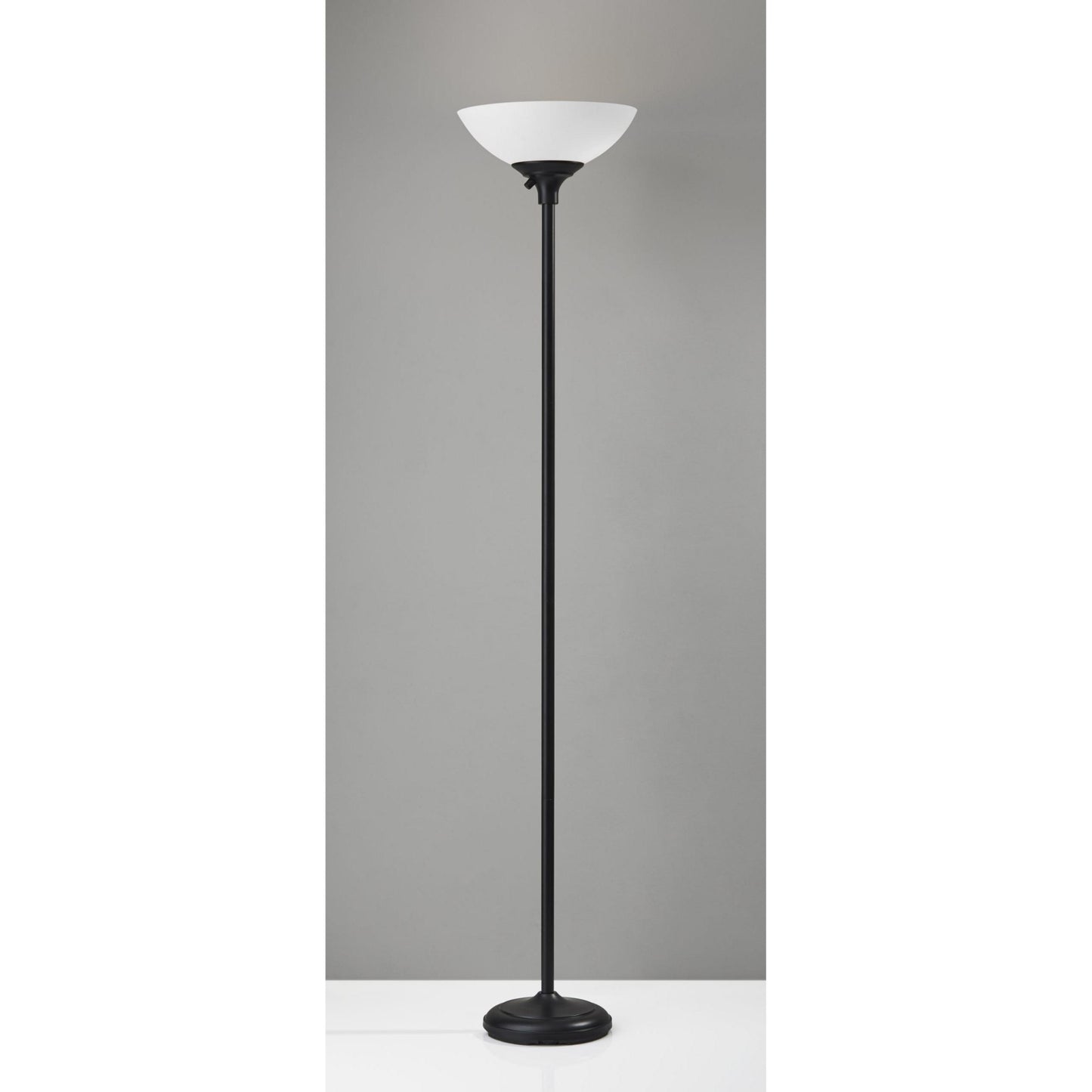 Tailored Black Metal Torchiere With Bright Illumination