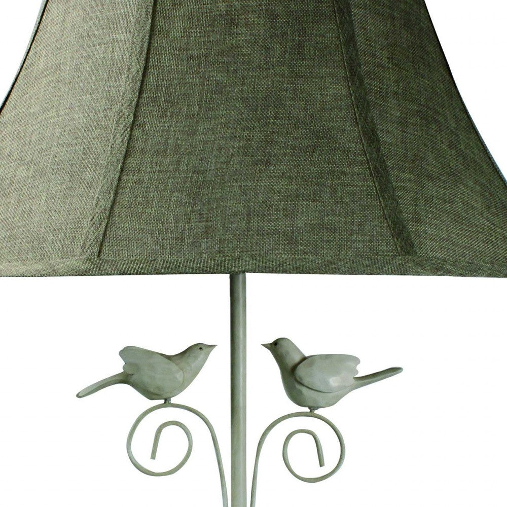 Cheerful White Table Lamp With 3D White Birds