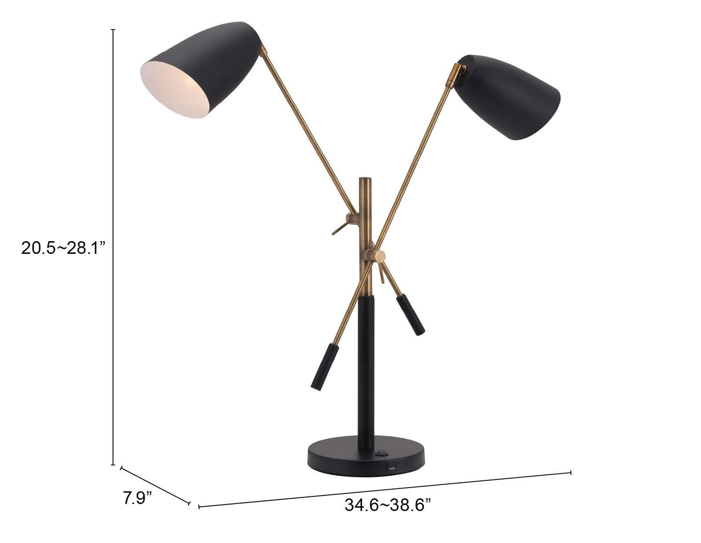 28" Black and Gold Adjustable Table or Desk Lamp