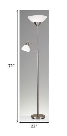 71" Two Light Novelty Floor Lamp With White Bowl Shade