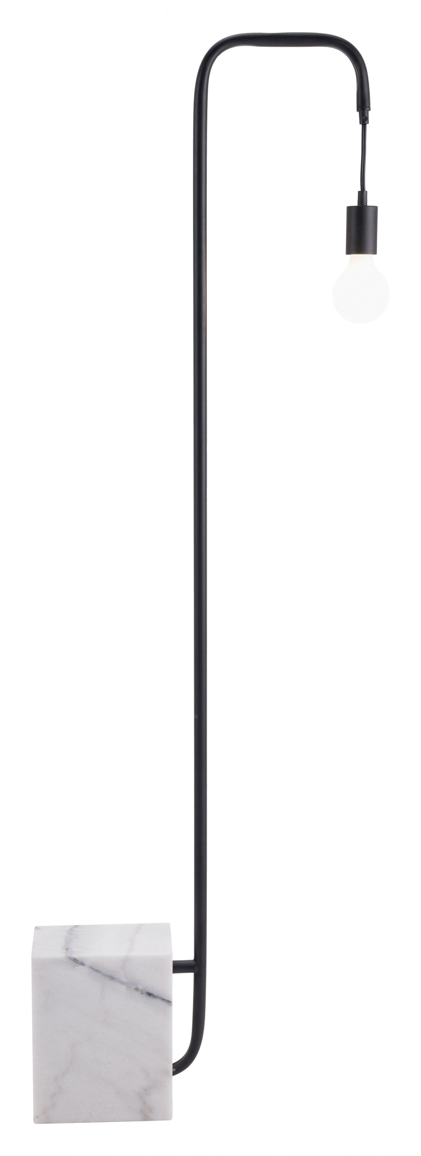 Black Industrial and White Marble Bulb Floor Lamp