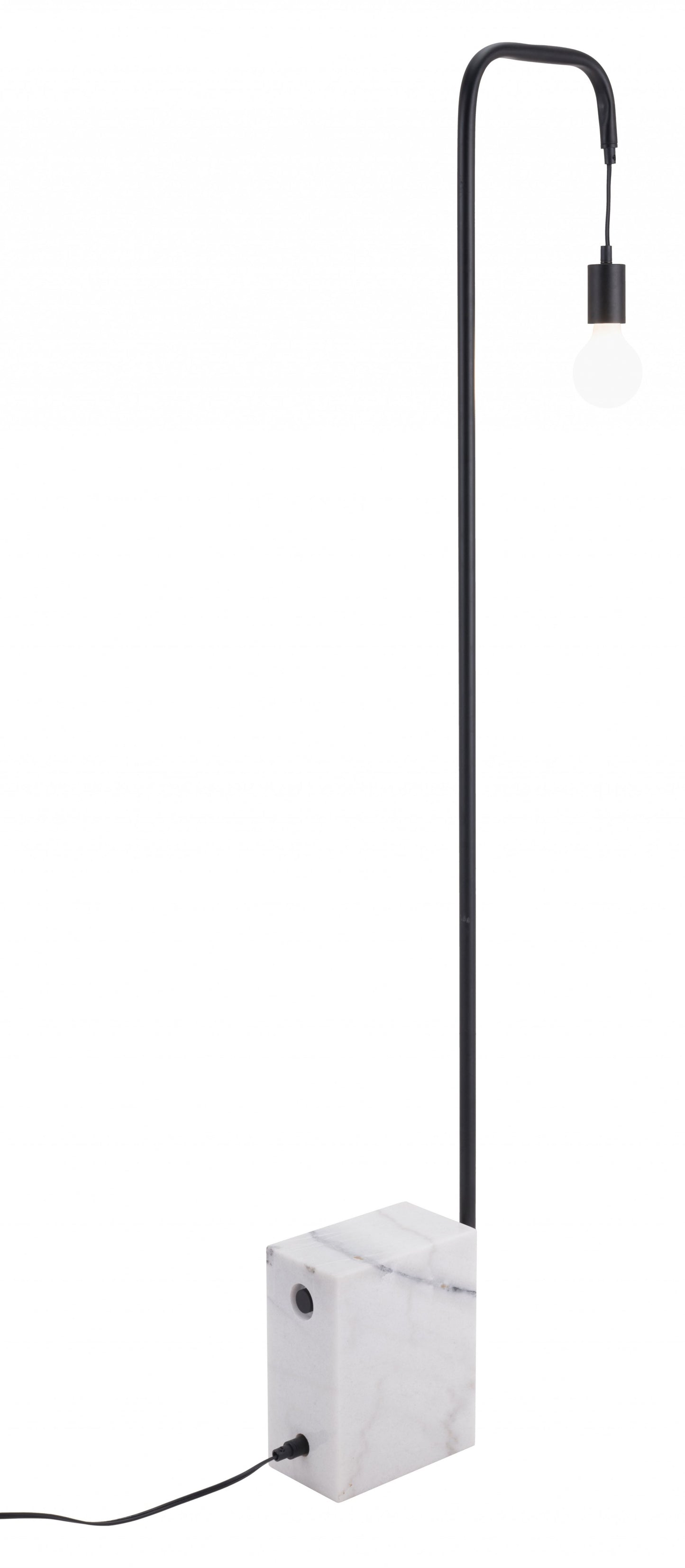 Black Industrial and White Marble Bulb Floor Lamp